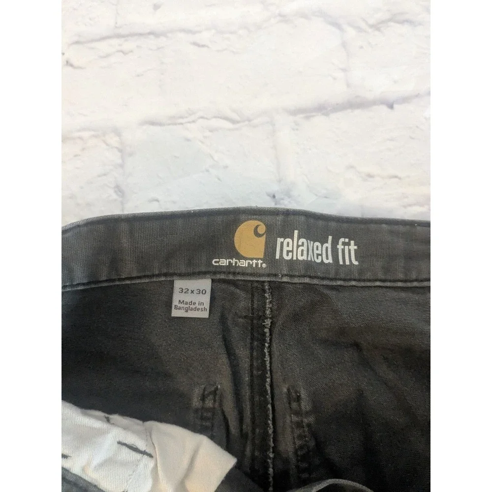 Mens THRASHED  Carhartt‎ Grey Work Pant Relaxed Fit Stains Distressed 32x27